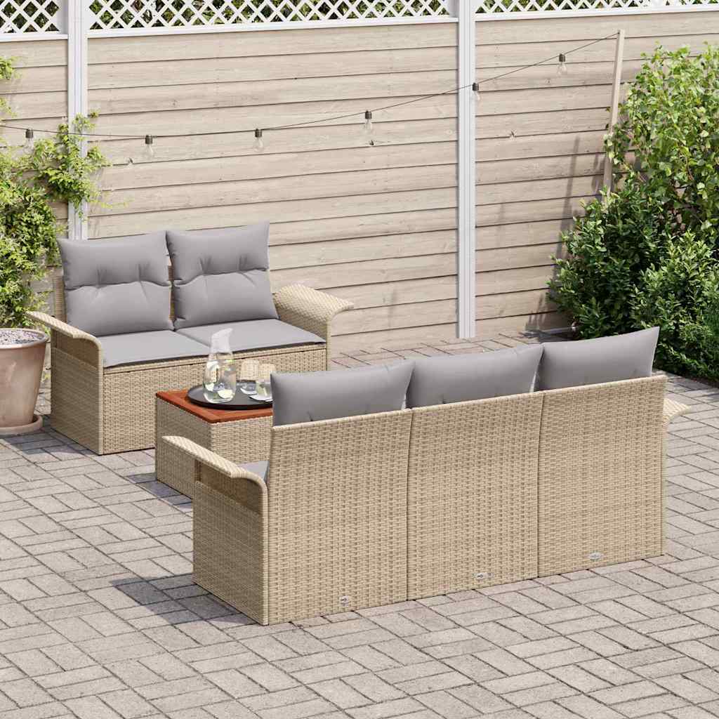 Garten-Sofa-Set 6 pcs Beige und Hellgrau 55 x 55 x 37 cm